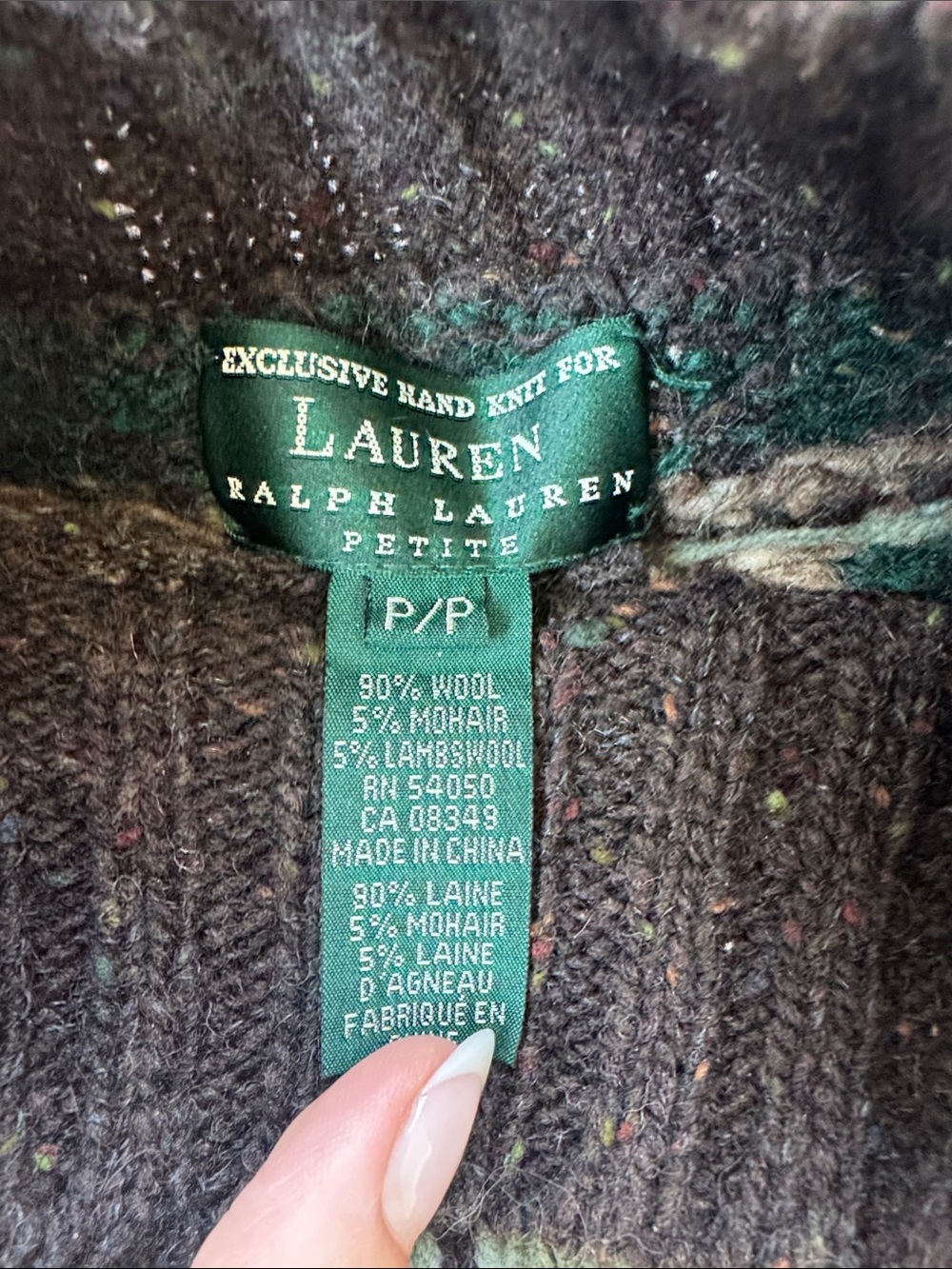 Vintage Hand Knit Wool Ralph Lauren Brown Fair Isle Turtleneck Sweater - Picture 3 of 4